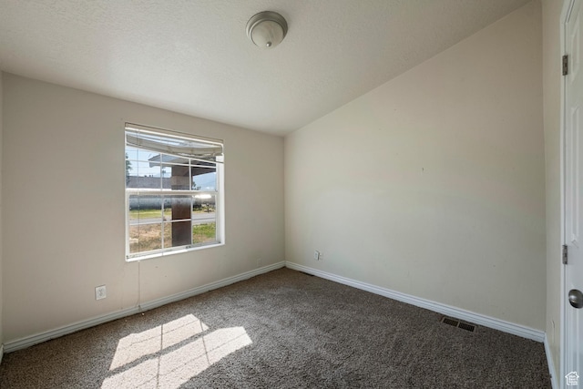 2554 S Chesterfield St W, West Valley City, UT 84119 - carpeted spare room featuring baseboards, lofted ceiling, and a textured ceiling