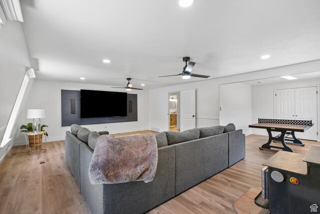 993 E 12600 S, Draper, UT 84020 - living area with recessed lighting, light wood-style flooring, baseboards, and ceiling fan
