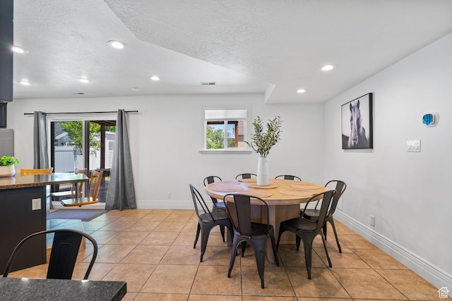 993 E 12600 S, Draper, UT 84020 - dining space featuring baseboards, a textured ceiling, recessed lighting, and light tile patterned flooring