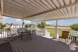 330 N 100 E, Centerfield, UT 84622 - wooden deck with outdoor dining area