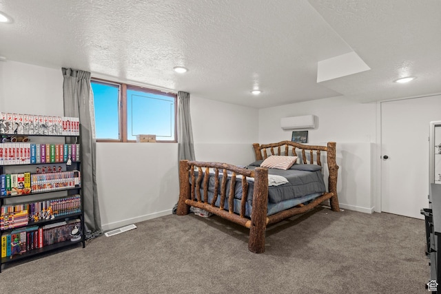 12 N Quiet Meadow Ln, Mapleton, UT 84664 - carpeted bedroom with an AC wall unit, a textured ceiling, recessed lighting, and baseboards