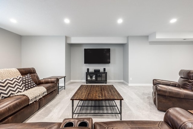 5067 W Beach Comber Way S, South Jordan, UT 84009 - living area featuring light carpet, recessed lighting, and baseboards