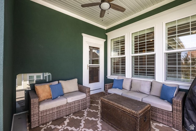 5067 W Beach Comber Way S, South Jordan, UT 84009 - view of patio / terrace featuring an outdoor hangout area and a ceiling fan