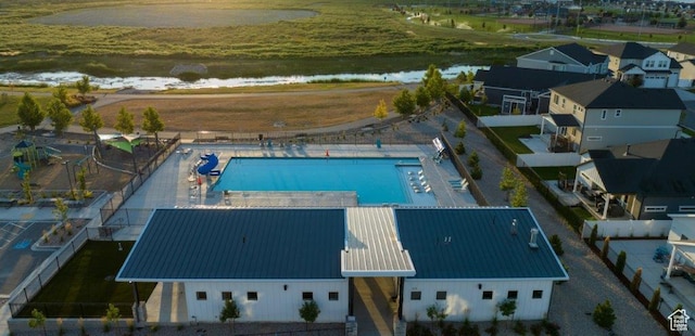 213 E 400 N Unit 980, Saratoga Springs, UT 84045 - drone / aerial view of a pool area and a large body of water