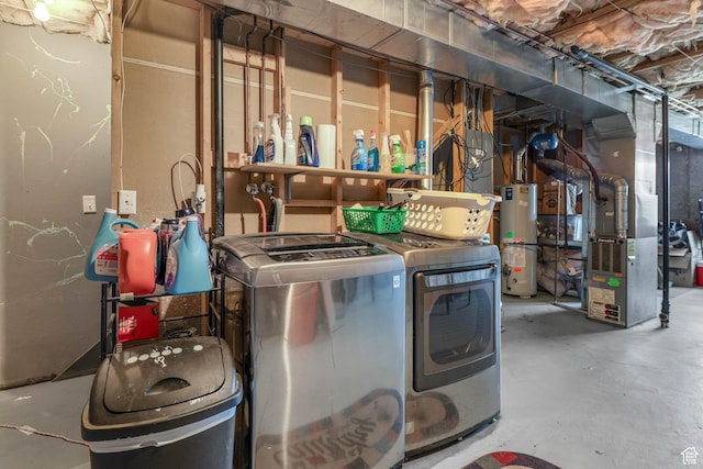 276 W 700 N, Tooele, UT 84074 - laundry room with gas water heater, heating unit, and washing machine and clothes dryer