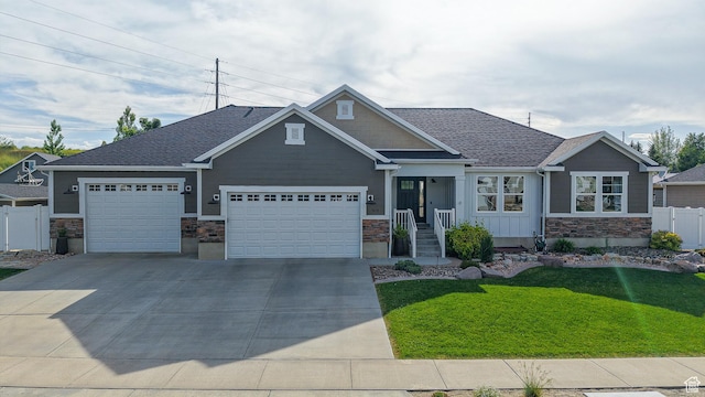918 S River Ridge Lane, Spanish Fork, UT 84660 - craftsman inspired home with an attached garage, stone siding, and driveway