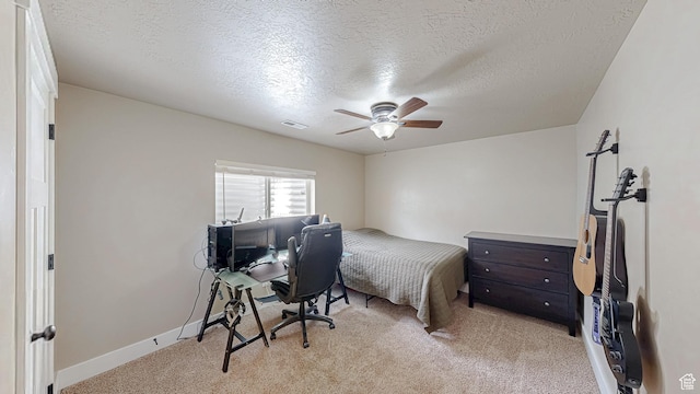 918 S River Ridge Lane, Spanish Fork, UT 84660 - bedroom with a textured ceiling, light colored carpet, ceiling fan, and baseboards