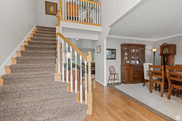 3330 N 175 W, North Ogden, UT 84414 - stairway featuring wood finished floors, ornamental molding, and baseboards