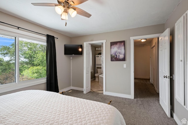 761 N Highland Blvd, Brigham City, UT 84302 - bedroom featuring carpet, baseboards, ensuite bathroom, and a ceiling fan