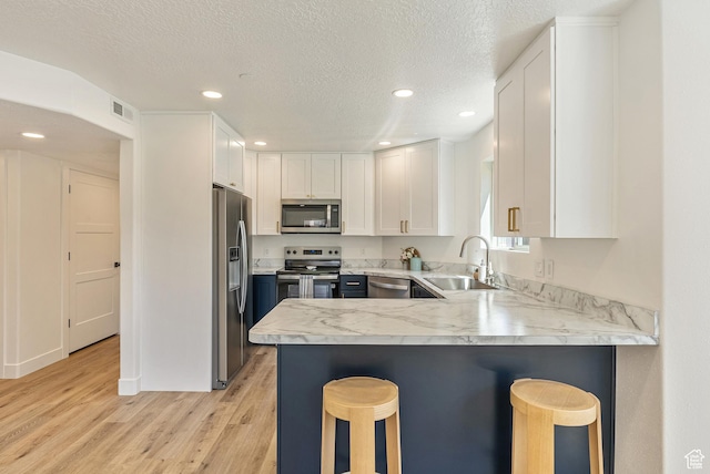 116 E Resaca Unit F3, Midvale, UT 84070 - kitchen with stainless steel appliances, a sink, light countertops, light wood-style flooring, and a peninsula