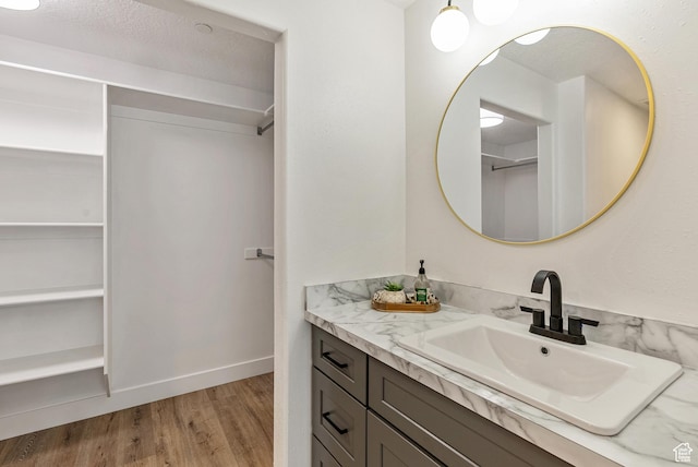 116 E Resaca Unit F3, Midvale, UT 84070 - bathroom with vanity, wood finished floors, a spacious closet, and baseboards