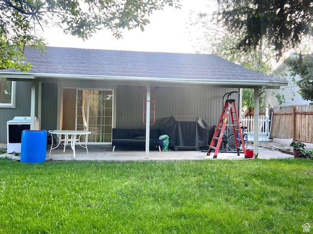 6439 S Clernates Dr, West Jordan, UT 84081 - back of property featuring a patio, central AC unit, and a shingled roof