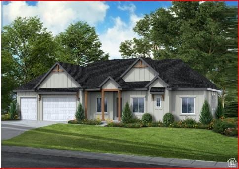 3537 E 1120 S Unit 110, Spanish Fork, UT 84660 - view of front of home featuring a garage, concrete driveway, a front yard, and a shingled roof