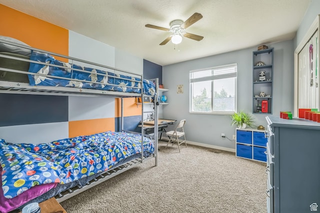 1135 E 220 N, Heber City, UT 84032 - bedroom with carpet, baseboards, ceiling fan, and a textured ceiling