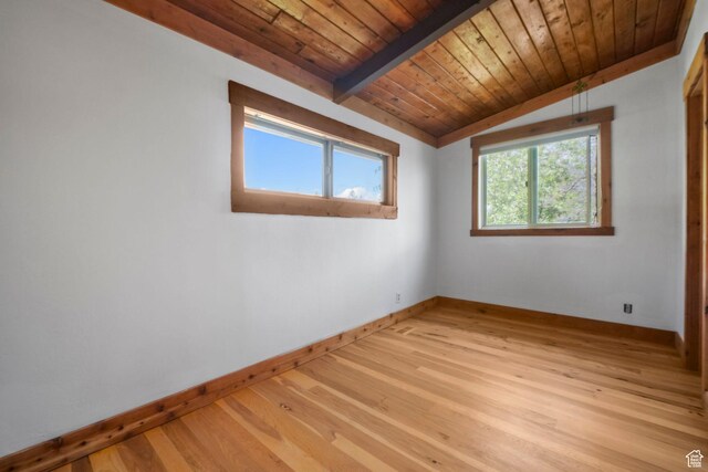 365 Parkview Dr, Summit Park, UT 84098 - unfurnished room with wooden ceiling, baseboards, and light wood-style floors