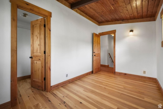 365 Parkview Dr, Summit Park, UT 84098 - empty room featuring wood ceiling, light wood-style floors, and baseboards