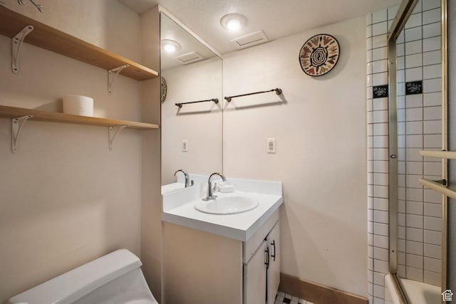 365 Parkview Dr, Summit Park, UT 84098 - bathroom featuring toilet, vanity, shower / washtub combination, and baseboards