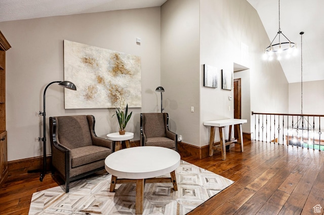 2177 W 9240 S, West Jordan, UT 84088 - living area with high vaulted ceiling, hardwood / wood-style flooring, and baseboards