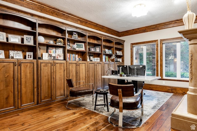 2177 W 9240 S, West Jordan, UT 84088 - office featuring a textured ceiling, wood-type flooring, and crown molding