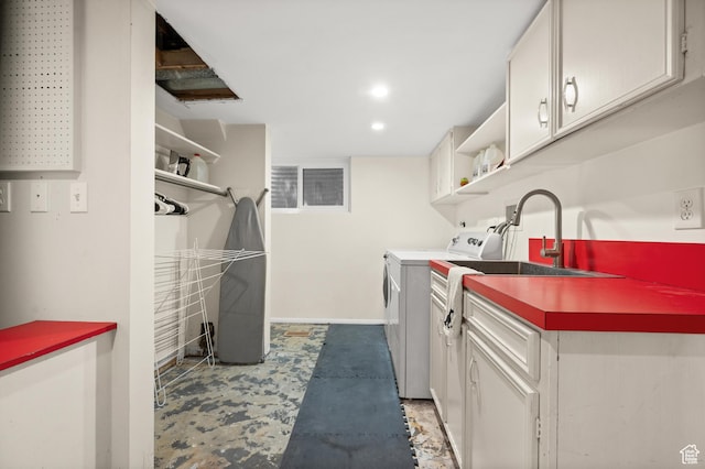 3681 S Terrace Heights Rd, Millcreek, UT 84109 - washroom featuring cabinet space, washer and dryer, recessed lighting, and baseboards