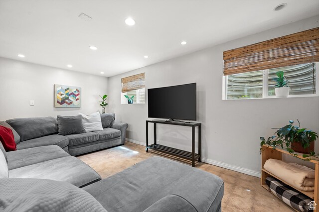 3681 S Terrace Heights Rd, Millcreek, UT 84109 - living room featuring recessed lighting and baseboards