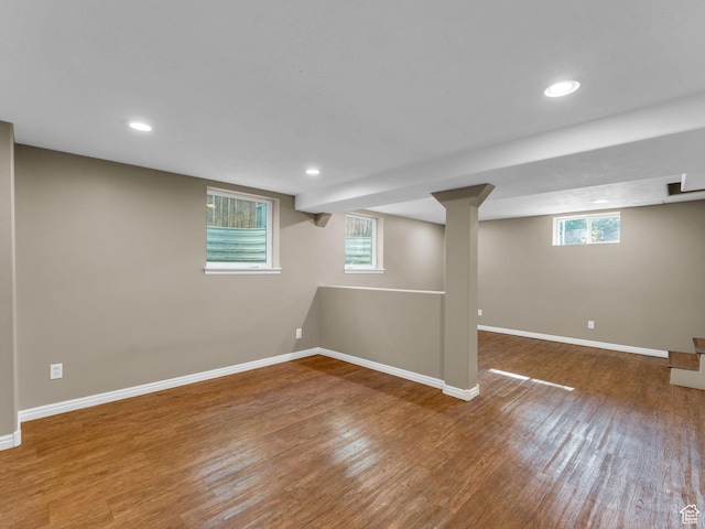2811 S Filmore St, Salt Lake City, UT 84106 - below grade area featuring baseboards, wood finished floors, and recessed lighting
