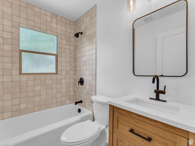 2811 S Filmore St, Salt Lake City, UT 84106 - bathroom featuring vanity, toilet, and tub / shower combination
