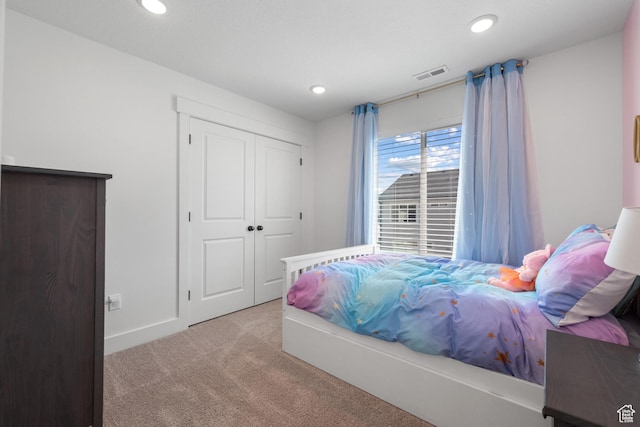 2447 W Santa Fe Dr, Mapleton, UT 84664 - carpeted bedroom with recessed lighting, a closet, and baseboards