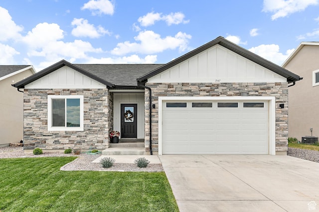 1547 E Cardinal Dr N, Eagle Mountain, UT 84005 - craftsman house featuring board and batten siding, stone siding, concrete driveway, and a garage
