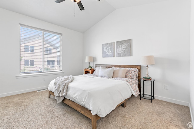 1547 E Cardinal Dr N, Eagle Mountain, UT 84005 - bedroom with vaulted ceiling, baseboards, carpet, and ceiling fan