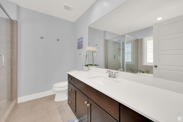 257 N 1125 W, Clearfield, UT 84015 - full bath with vanity, a shower stall, baseboards, toilet, and tile patterned floors