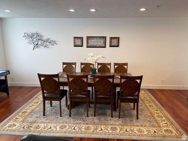 44 W 300 S Unit 1107N, Salt Lake City, UT 84101 - dining space with wood finished floors, baseboards, a textured ceiling, and recessed lighting