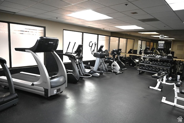 44 W 300 S Unit 1107N, Salt Lake City, UT 84101 - exercise room featuring a paneled ceiling