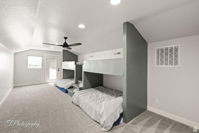 3134 E Blue Heron Dr S, St George, UT 84790 - carpeted bedroom featuring lofted ceiling, baseboards, recessed lighting, and a ceiling fan