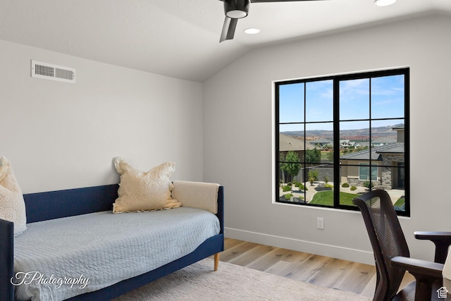 3134 E Blue Heron Dr S, St George, UT 84790 - bedroom with multiple windows, wood finished floors, lofted ceiling, recessed lighting, and baseboards