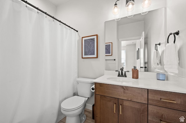 5087 W Rambutan Way S, Jordan, UT 84009 - bathroom with vanity, toilet, wood finished floors, and curtained shower