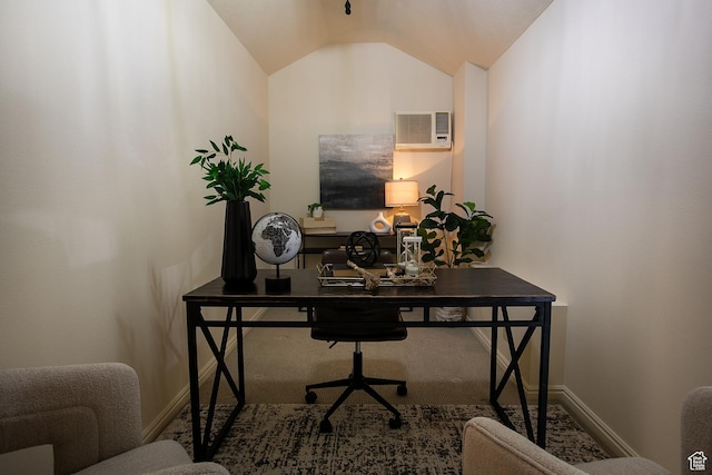 874 W Schneitter Cir Unit 7, Midway, UT 84049 - home office with a wall unit AC, baseboards, and lofted ceiling