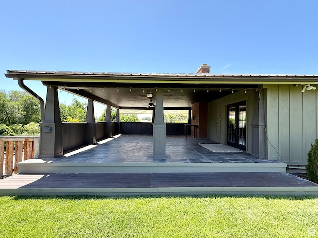 737 S 400 E, Payson, UT 84651 - wooden terrace with french doors and ceiling fan