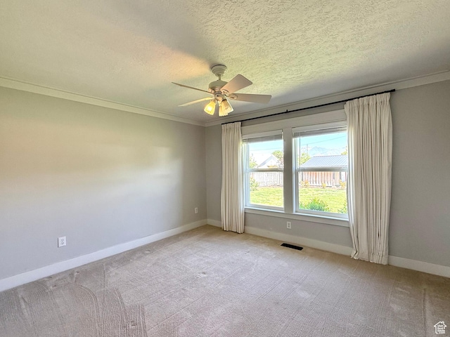 737 S 400 E, Payson, UT 84651 - unfurnished room featuring ceiling fan, baseboards, a textured ceiling, crown molding, and light carpet