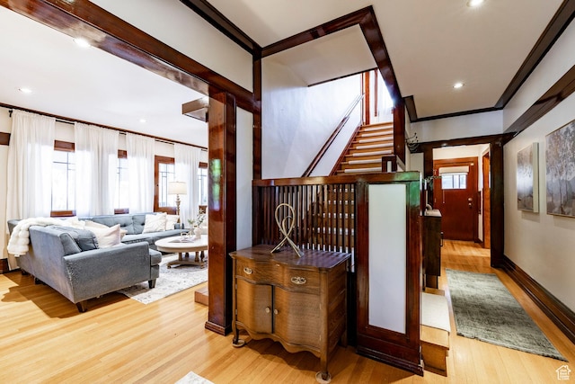 1376 E Perry Ave, Salt Lake City, UT 84103 - staircase with wood finished floors, recessed lighting, and crown molding