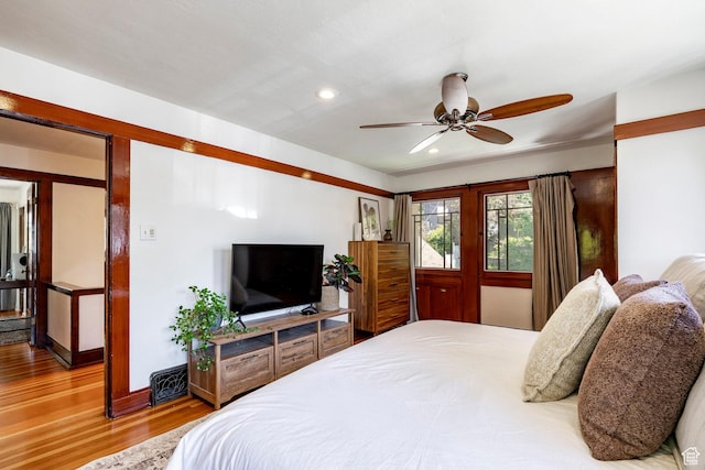 1376 E Perry Ave, Salt Lake City, UT 84103 - bedroom featuring wood finished floors, recessed lighting, and ceiling fan