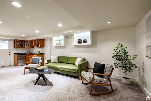 1376 E Perry Ave, Salt Lake City, UT 84103 - carpeted living area featuring wet bar and recessed lighting