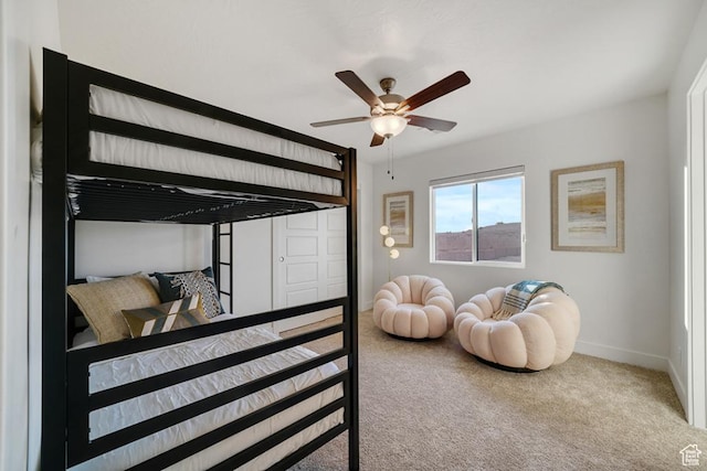 6068 S White Trails Dr, St George, UT 84790 - bedroom featuring carpet, baseboards, and ceiling fan
