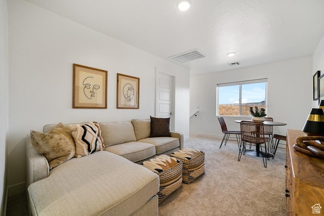 6068 S White Trails Dr, St George, UT 84790 - living room with light carpet, recessed lighting, and baseboards