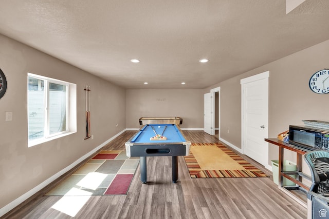 5945 N Spring St, Stansbury Park, UT 84074 - rec room with wood finished floors, billiards table, baseboards, and recessed lighting