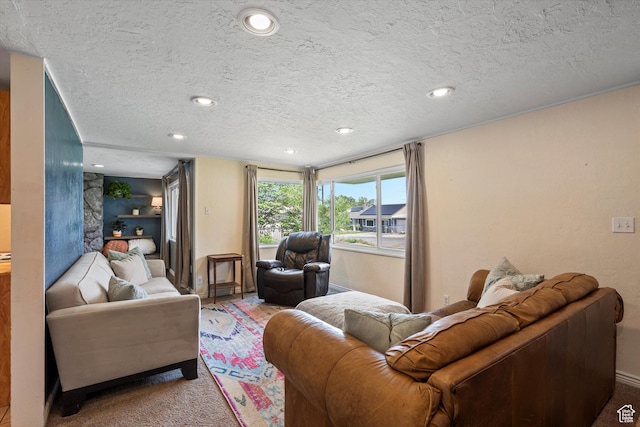 1225 E 5th St, Ogden, UT 84404 - carpeted living room with a textured ceiling and recessed lighting