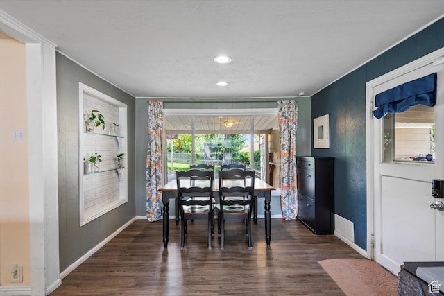 1225 E 5th St, Ogden, UT 84404 - dining space with dark wood-style floors, baseboards, and recessed lighting