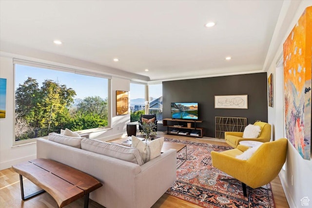 785 E Tenth Ave N, Salt Lake City, UT 84103 - living area with recessed lighting, wood finished floors, and baseboards