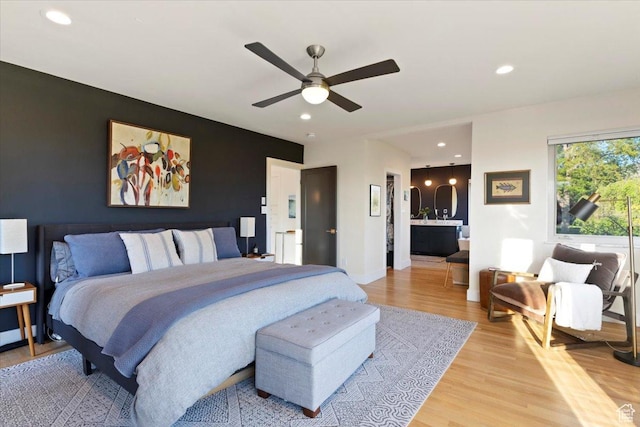 785 E Tenth Ave N, Salt Lake City, UT 84103 - bedroom with light wood finished floors, recessed lighting, a ceiling fan, and baseboards