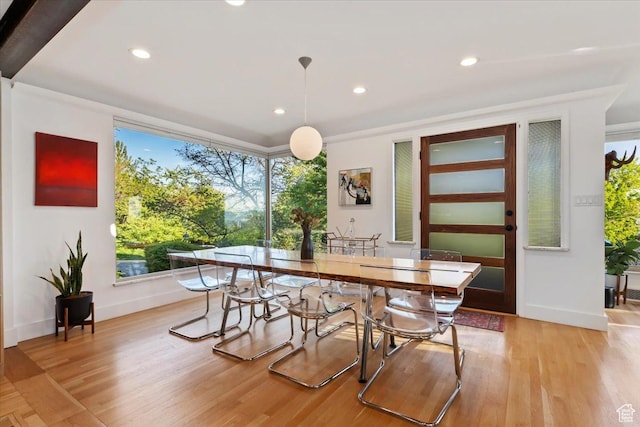 785 E Tenth Ave N, Salt Lake City, UT 84103 - dining space featuring light wood-style floors, baseboards, and recessed lighting